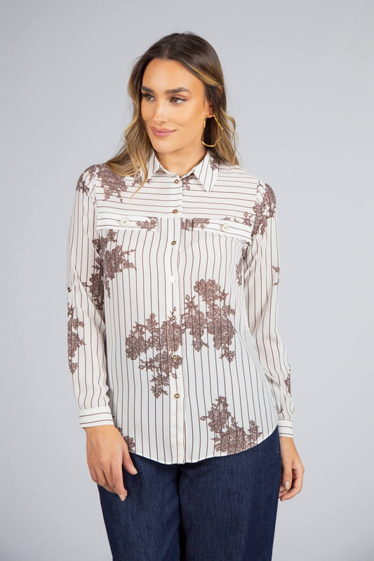 Camiseiro riscas e flores linha Atelier