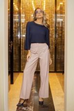 Calças rosa velho pala dupla