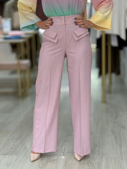 Calças rosa velho pala dupla