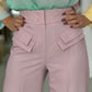 Calças rosa velho pala dupla