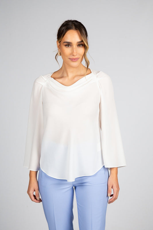 Túnica pérola gola drapeada