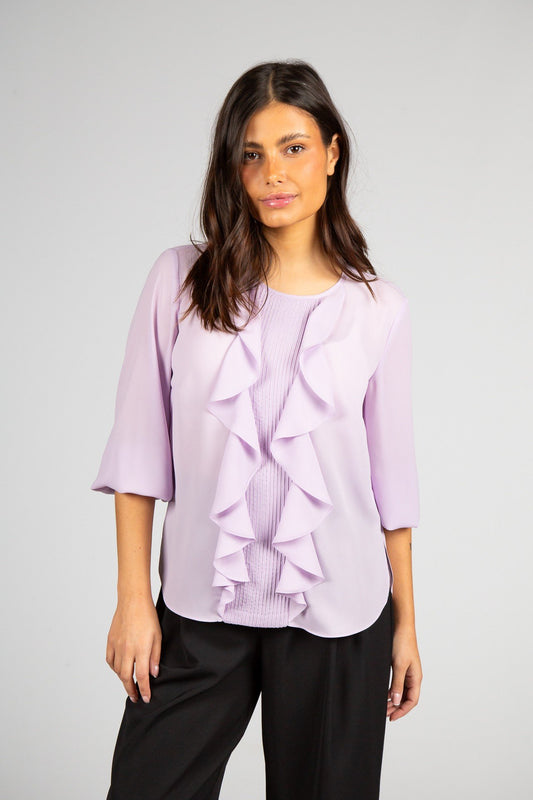 Túnica lilás nervuras na frente