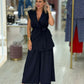Calça curta wide leg com pregas frontais