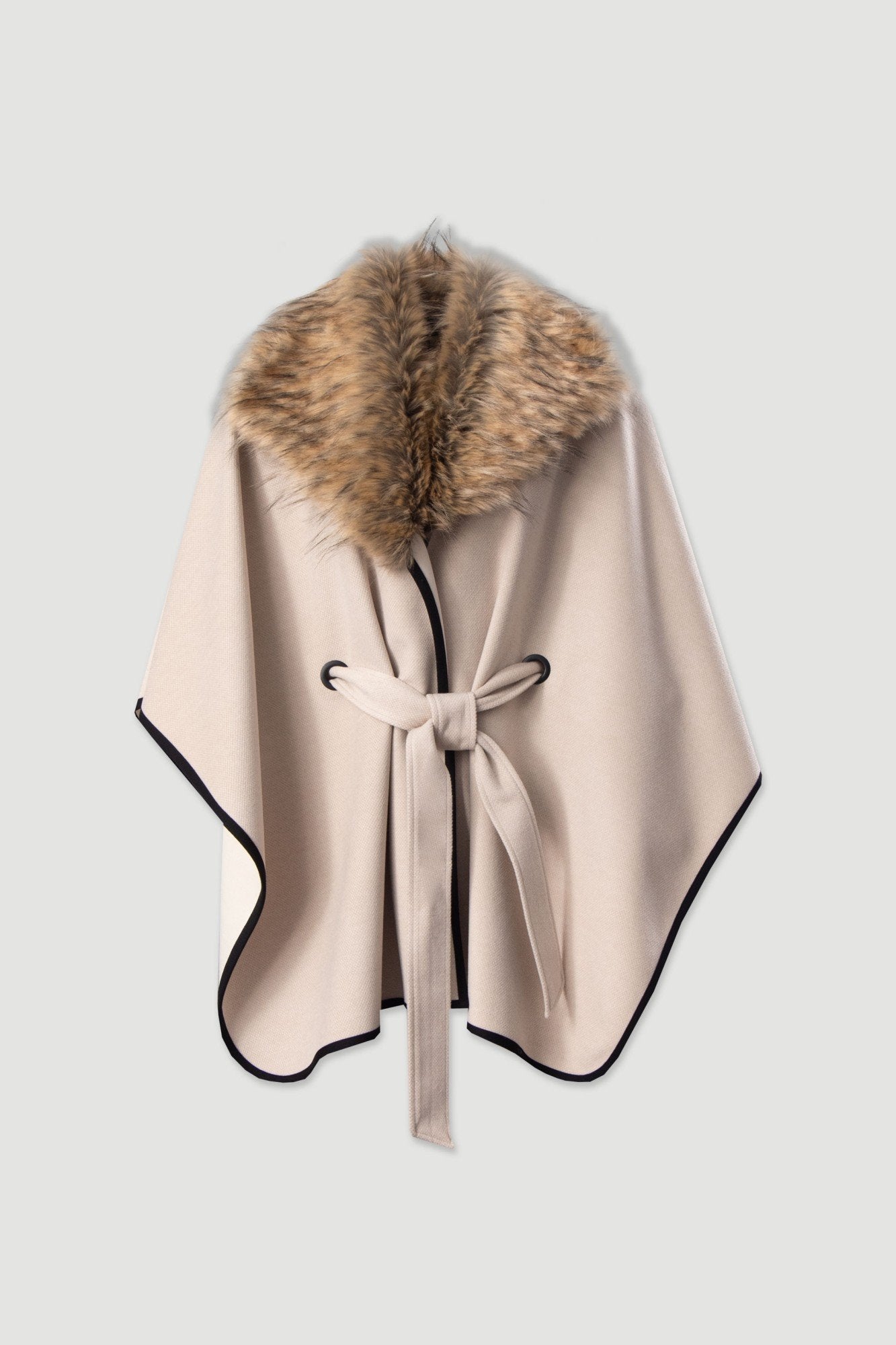 Capa com gola de pelo e cinto (+ cores)