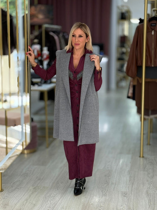 Colete longo com gola ampla (+ cores)