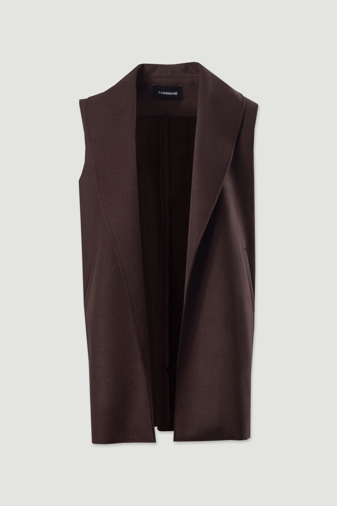 Colete longo com gola ampla