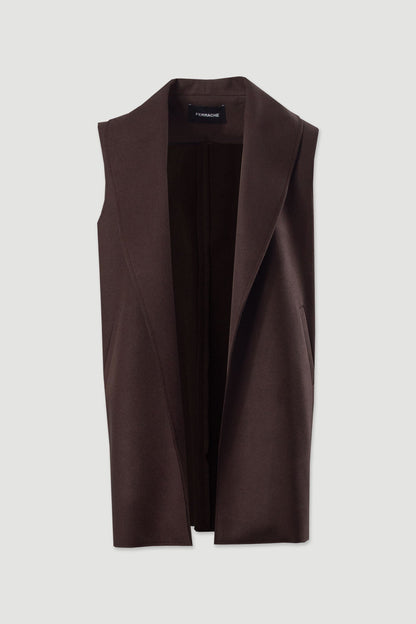 Colete longo com gola ampla