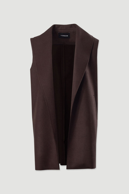 Colete longo com gola ampla