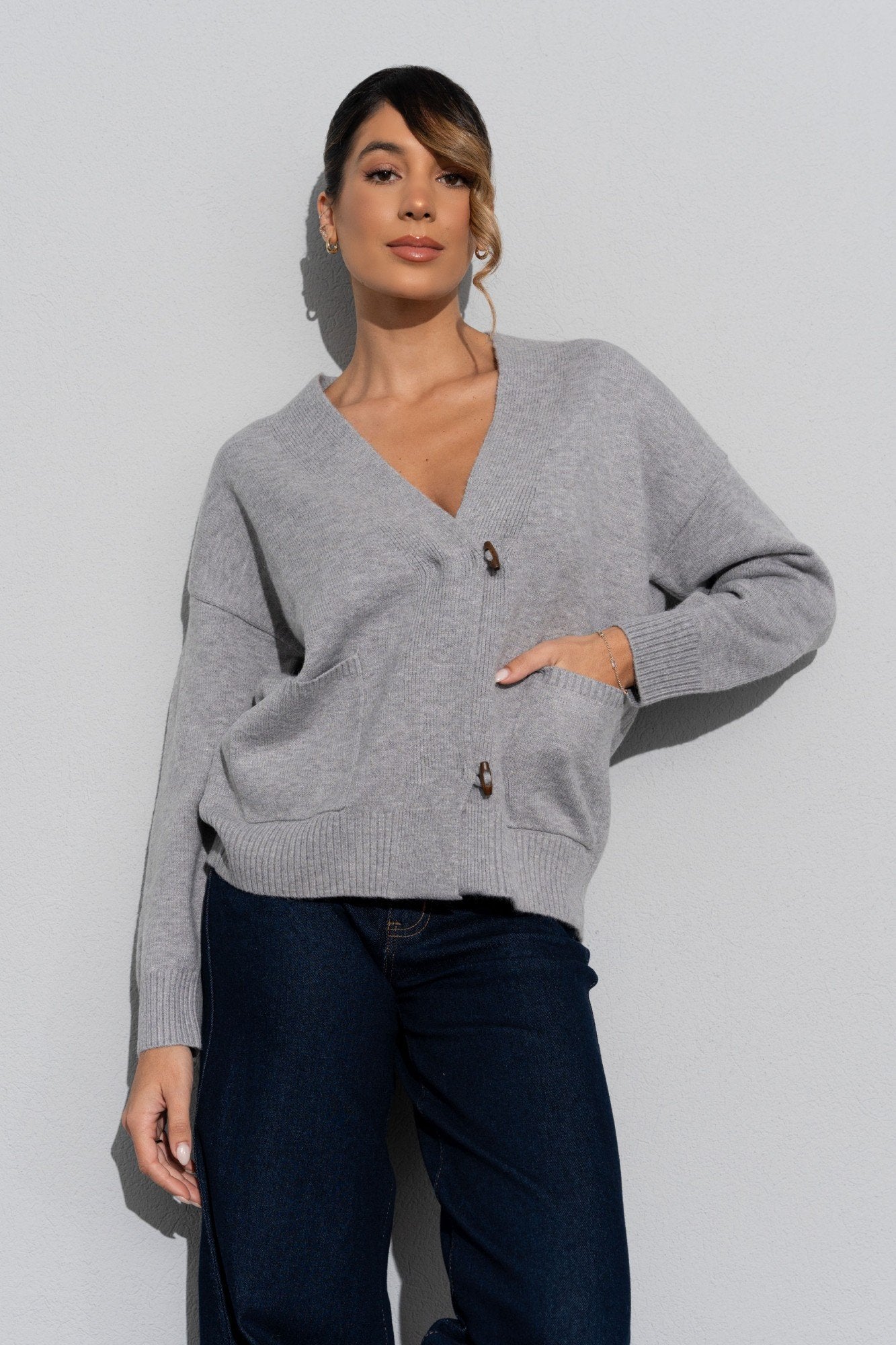 Casaco de malha com bolsos frontais (+ cores)