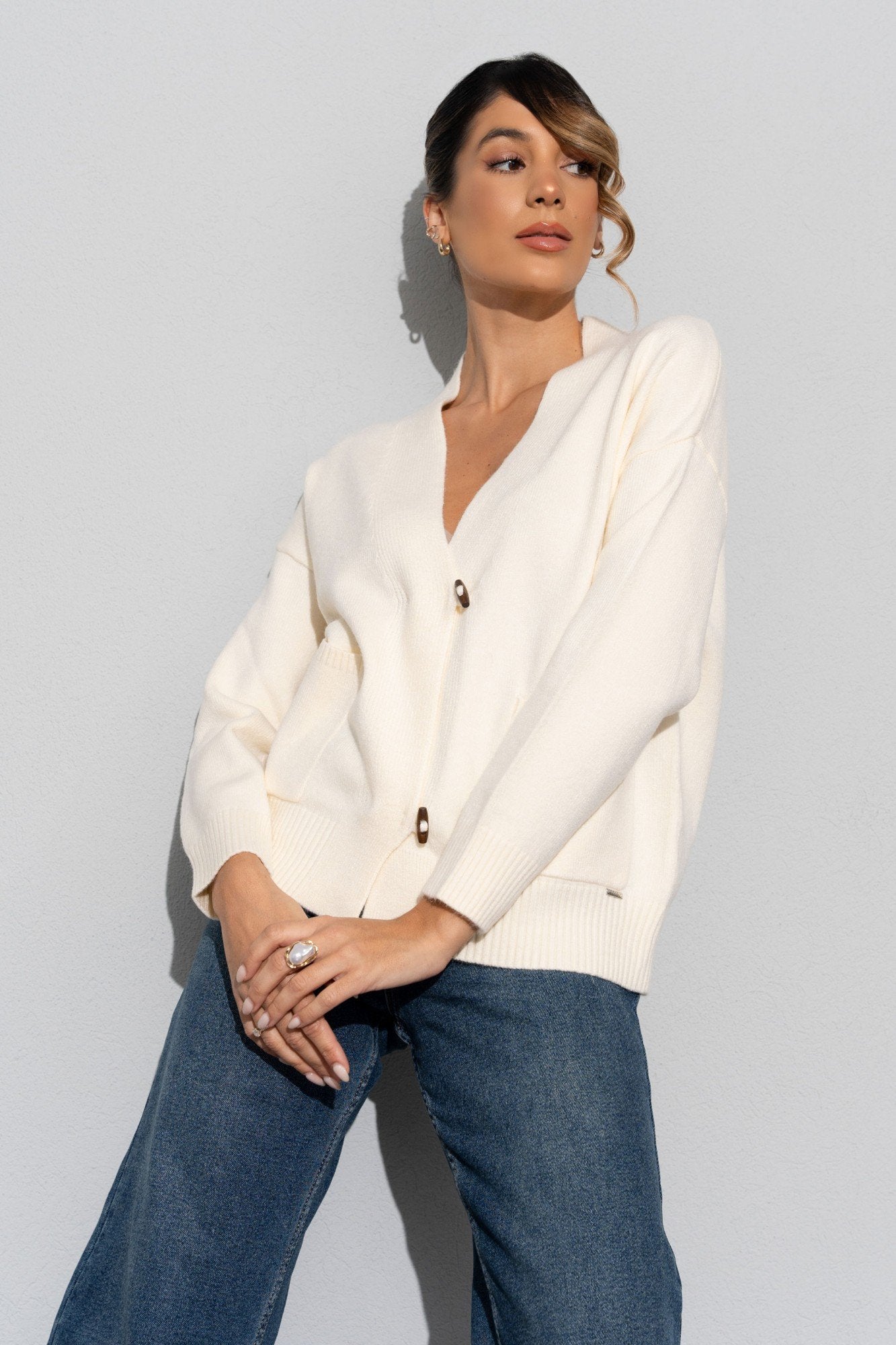 Casaco de malha com bolsos frontais (+ cores)