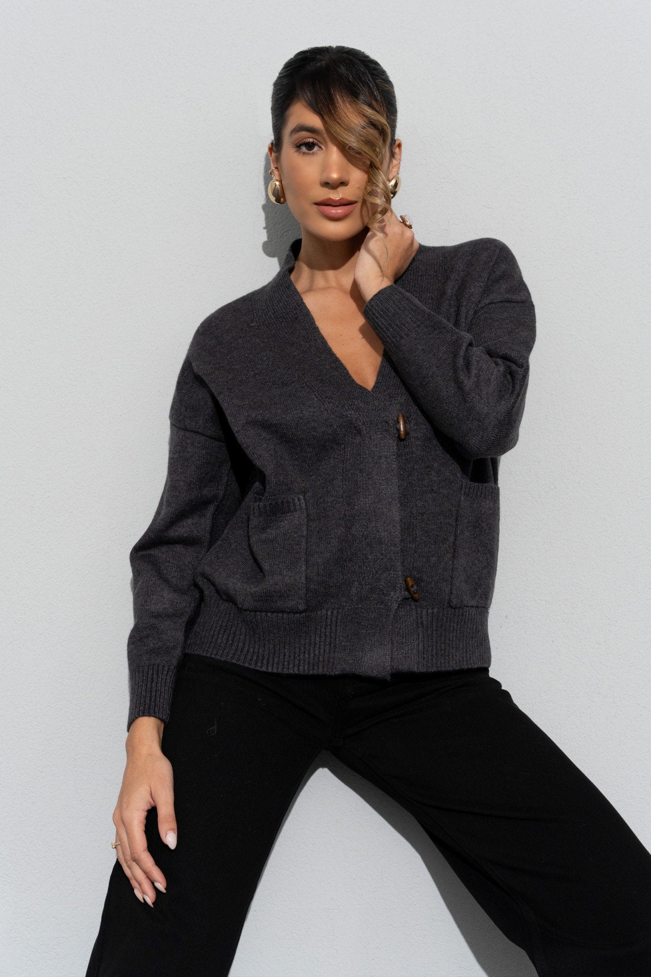 Casaco de malha com bolsos frontais (+ cores)