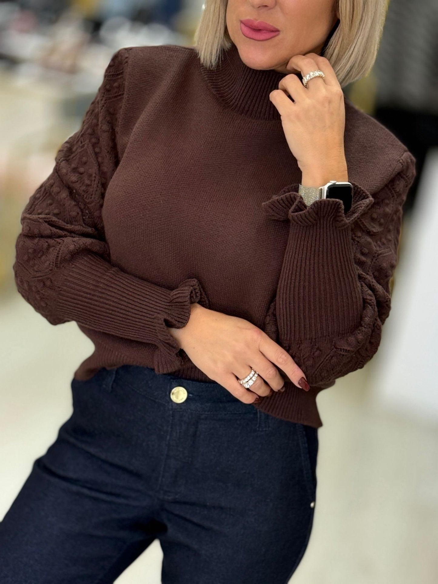 Camisola de malha com mangas trabalhadas (+ cores)