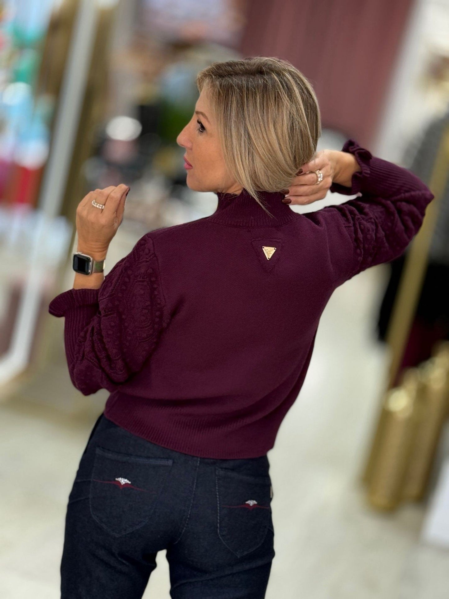 Camisola de malha com mangas trabalhadas (+ cores)