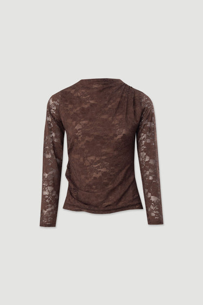 Camisola em tecido rendado com detalhe de franzido (+ cores)