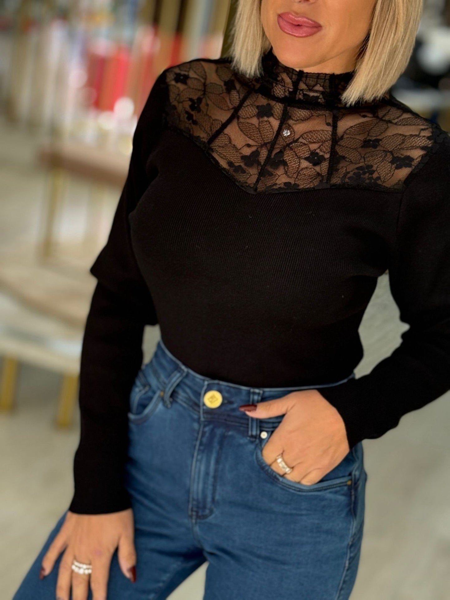 Camisola gola renda (+ cores)