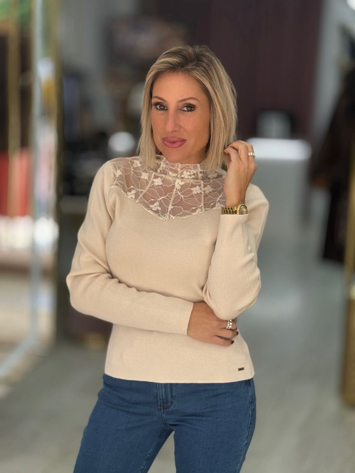 Camisola gola renda (+ cores)