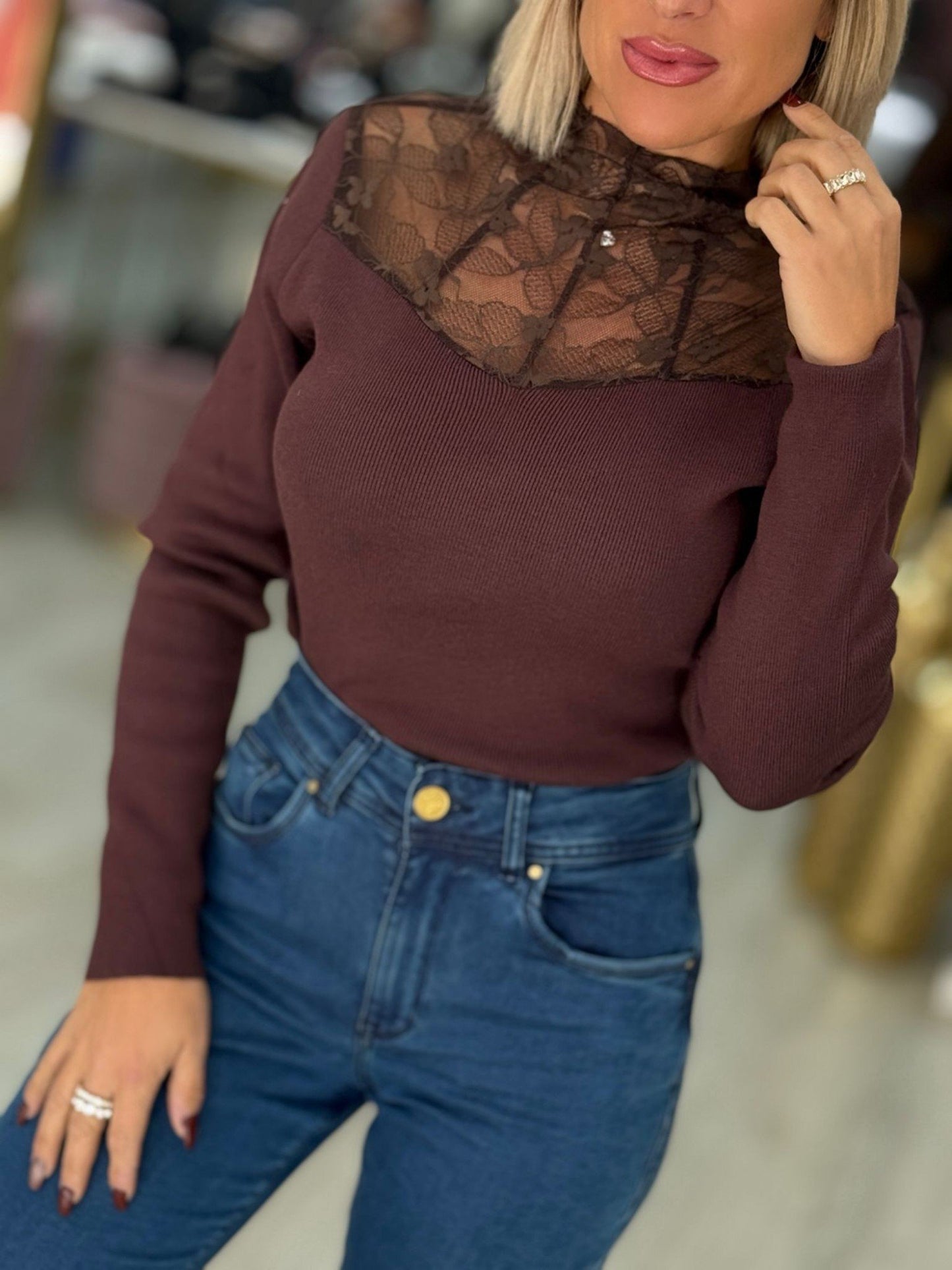 Camisola gola renda (+ cores)