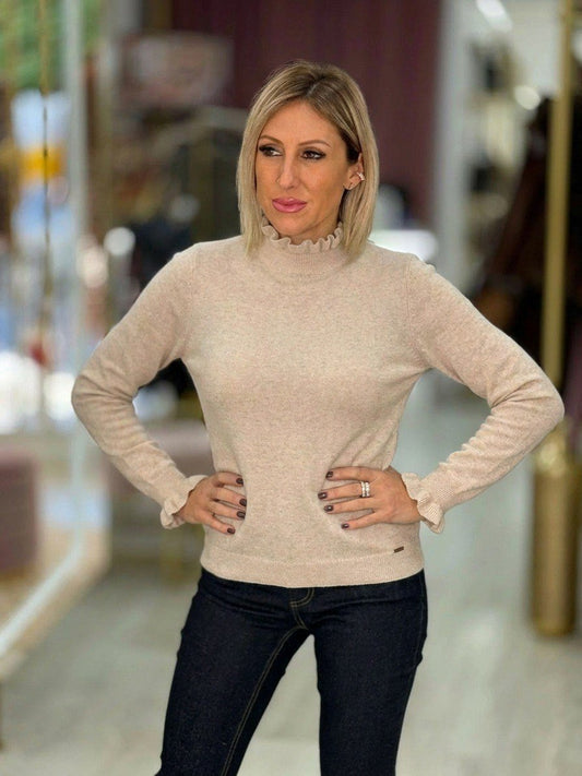 Camisola de malha com gola ondulada (+ cores)