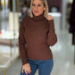Camisola de malha canelada com gola alta (+ cores)