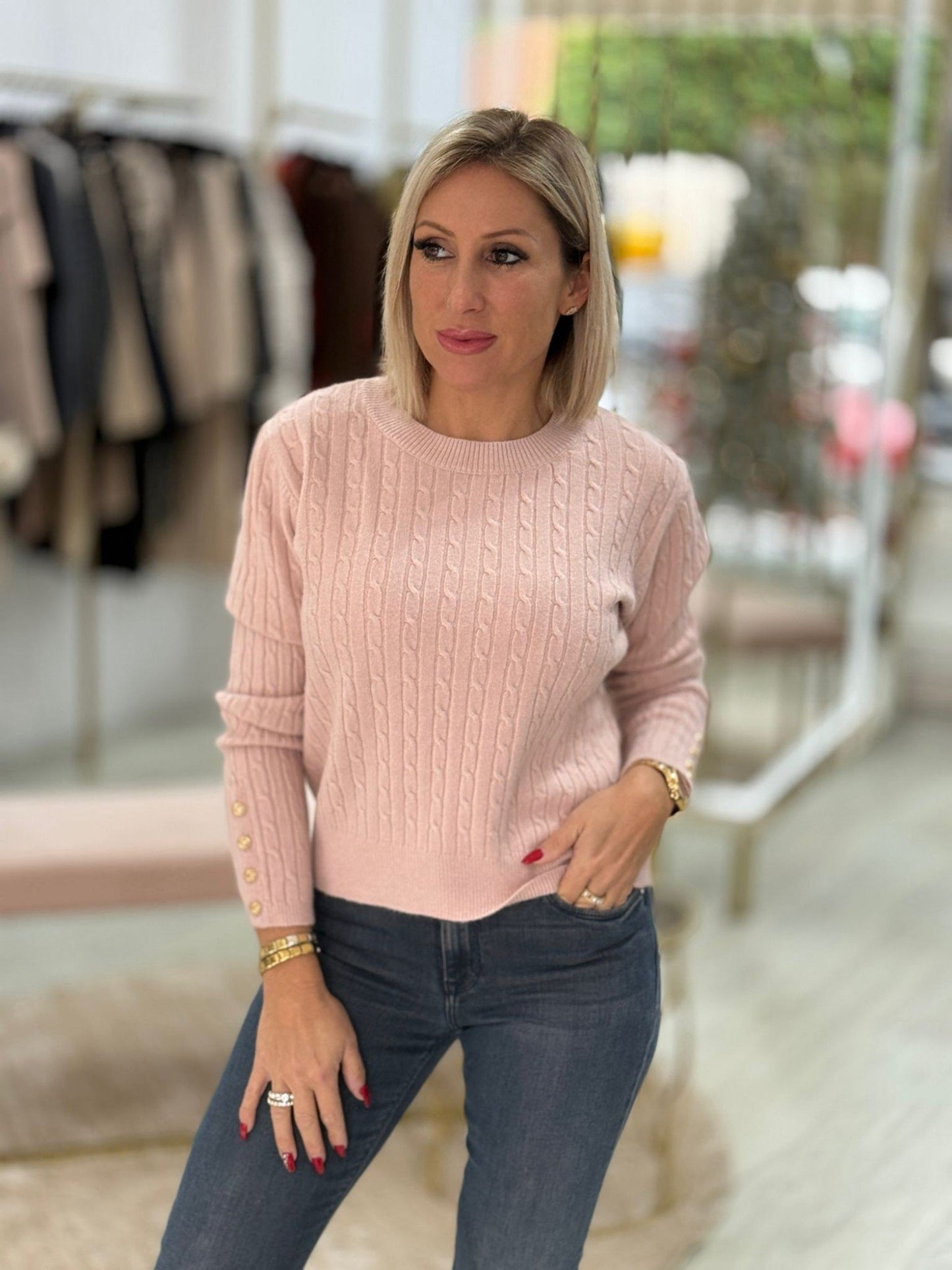 Camisola de malha com detalhe de botões na manga (+ cores)