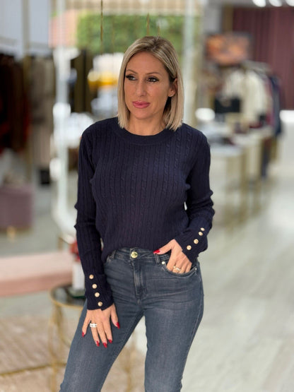 Camisola de malha com detalhe de botões na manga (+ cores)