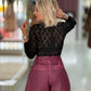 Body em renda com decote em V