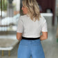 Camisola de malha canelada com manga curta (+ cores)