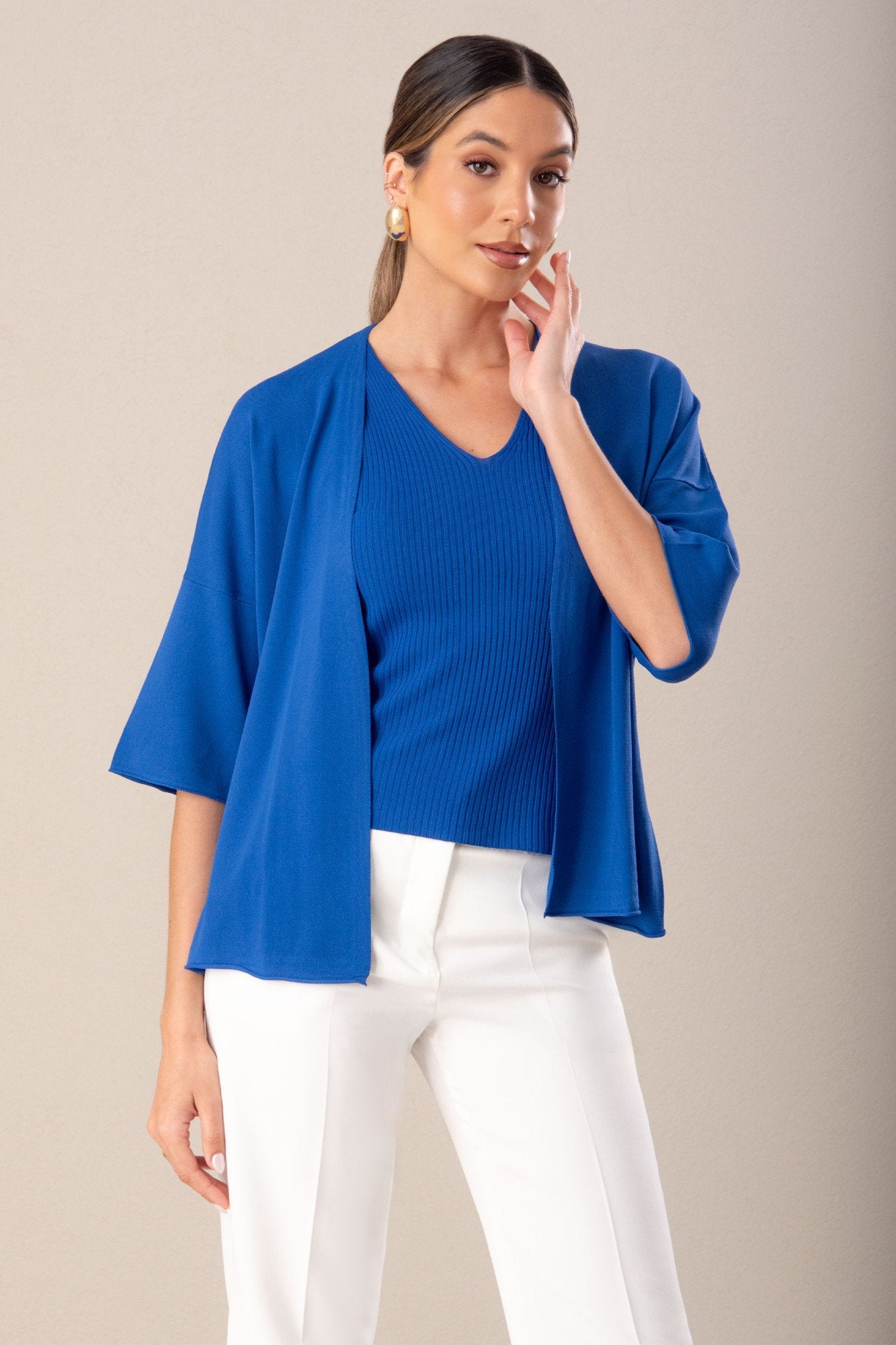 Conjunto de Malha: Casaco e Top