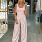 Calça wide leg com pregas em xadrez suave