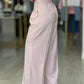 Calça wide leg com pregas em xadrez suave