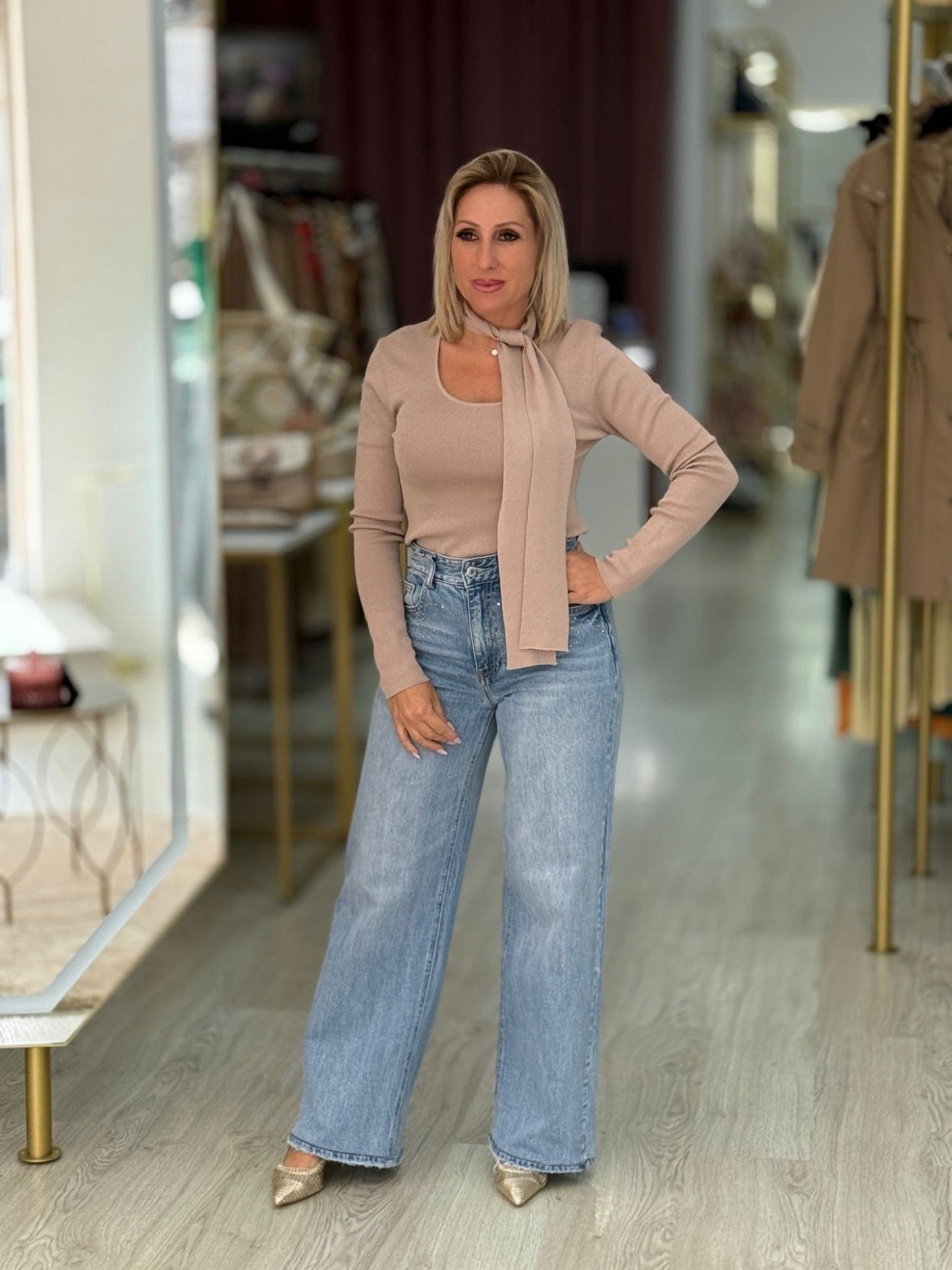 Camisola de malha com lenço (+ cores)