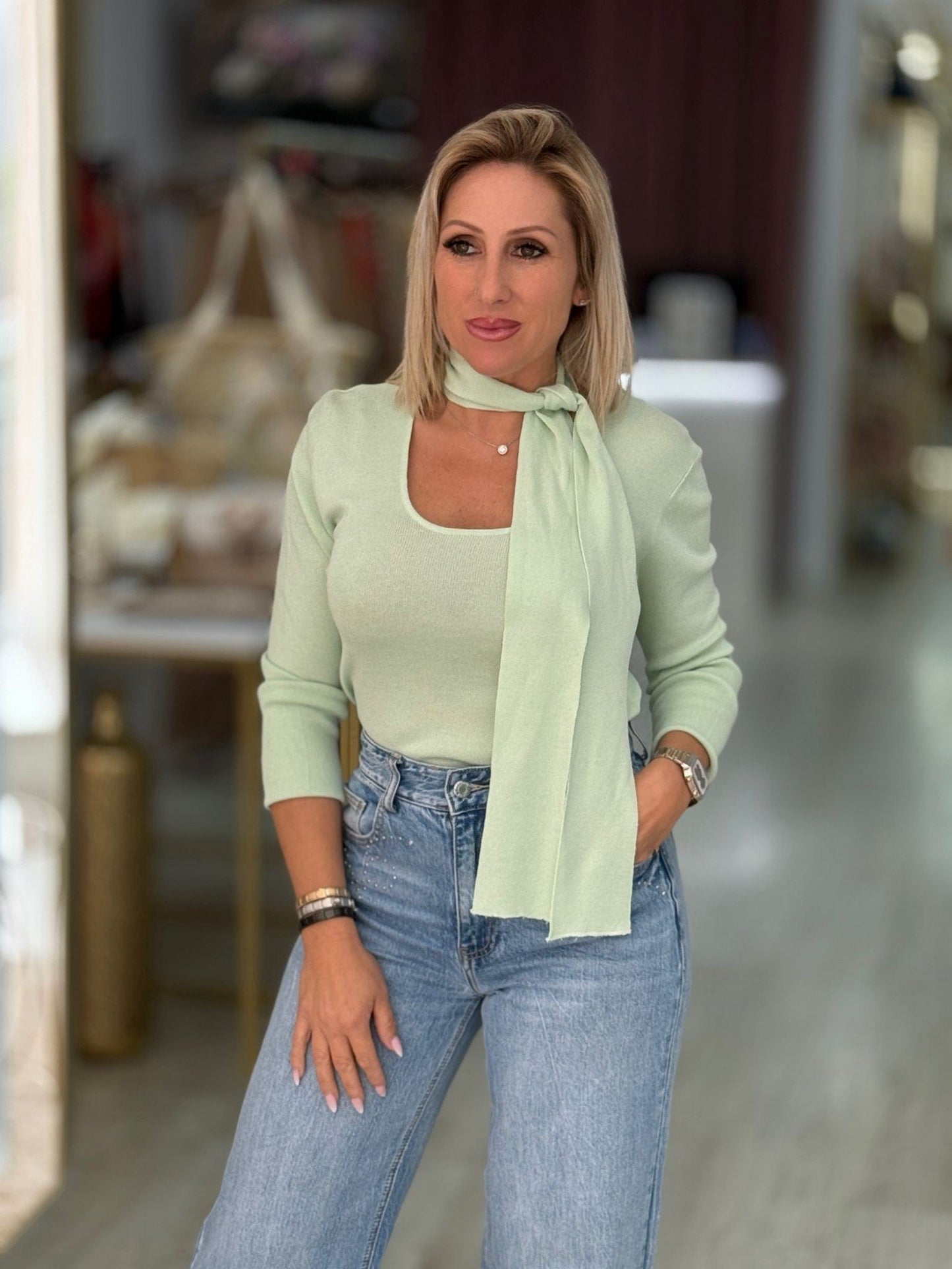 Camisola de malha com lenço (+ cores)