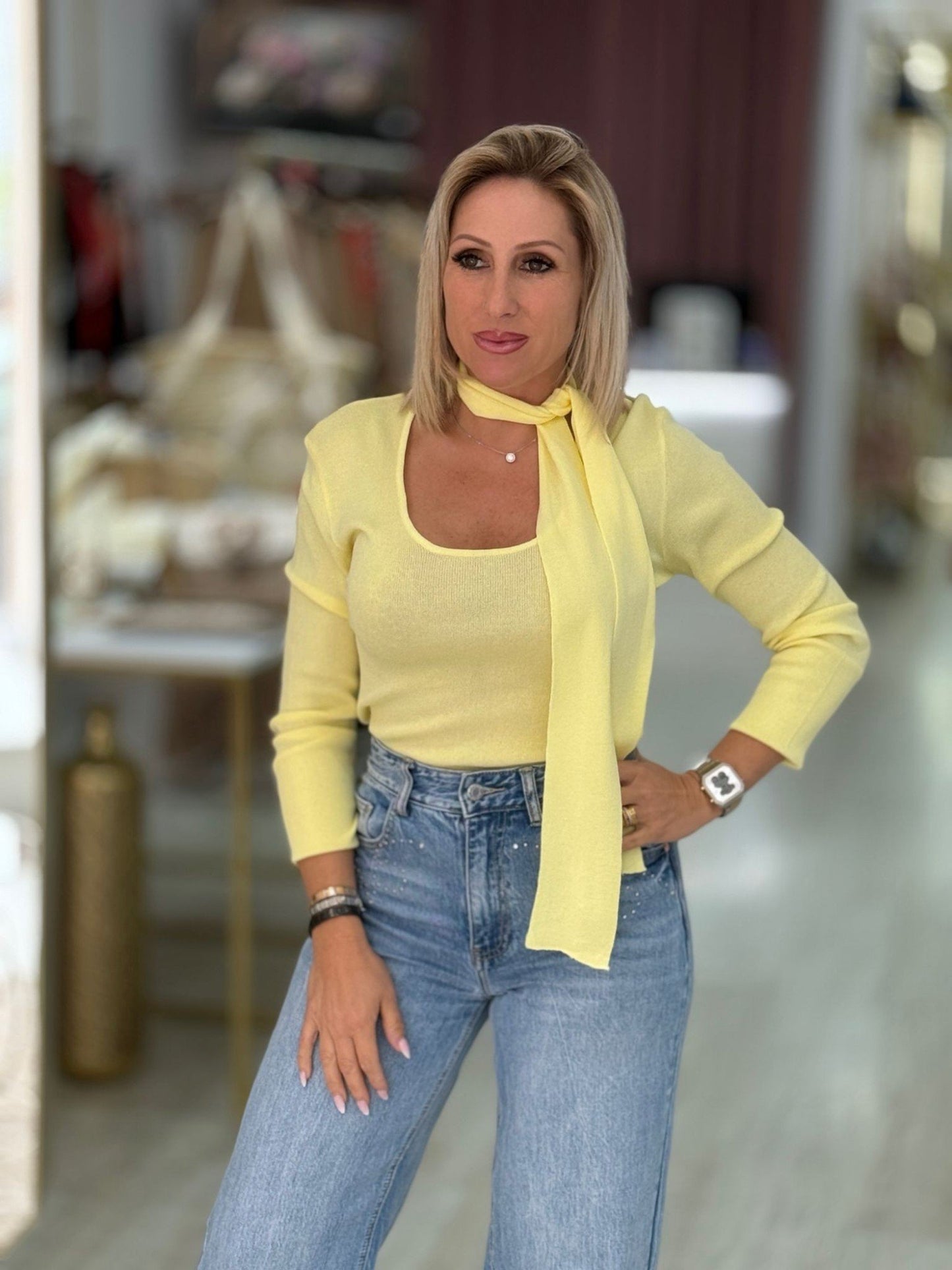 Camisola de malha com lenço (+ cores)
