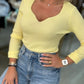 Camisola de malha canelada com decote em V (+ cores)
