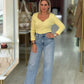Camisola de malha canelada com decote em V (+ cores)