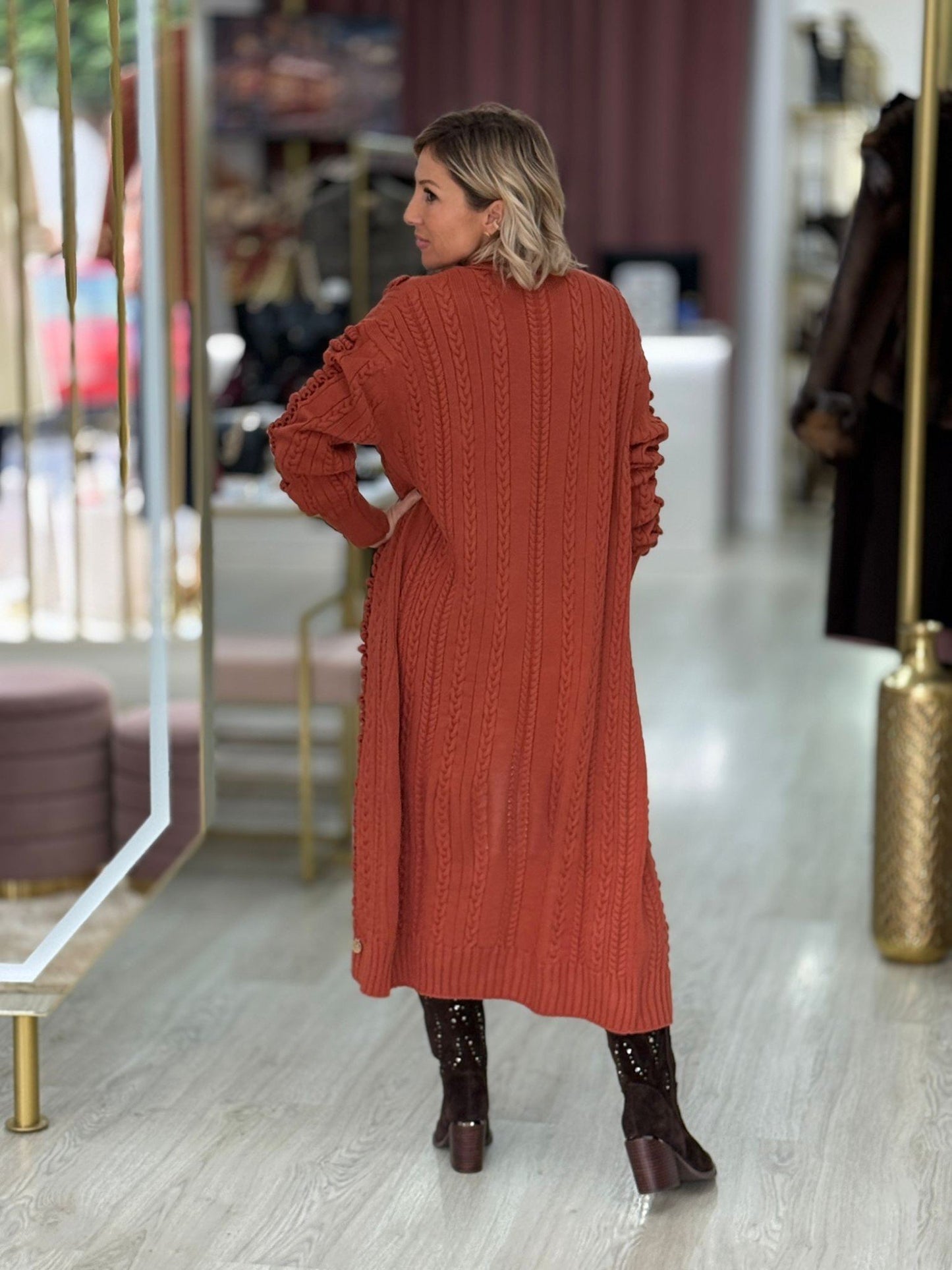 Cardigan Longo em Tricot