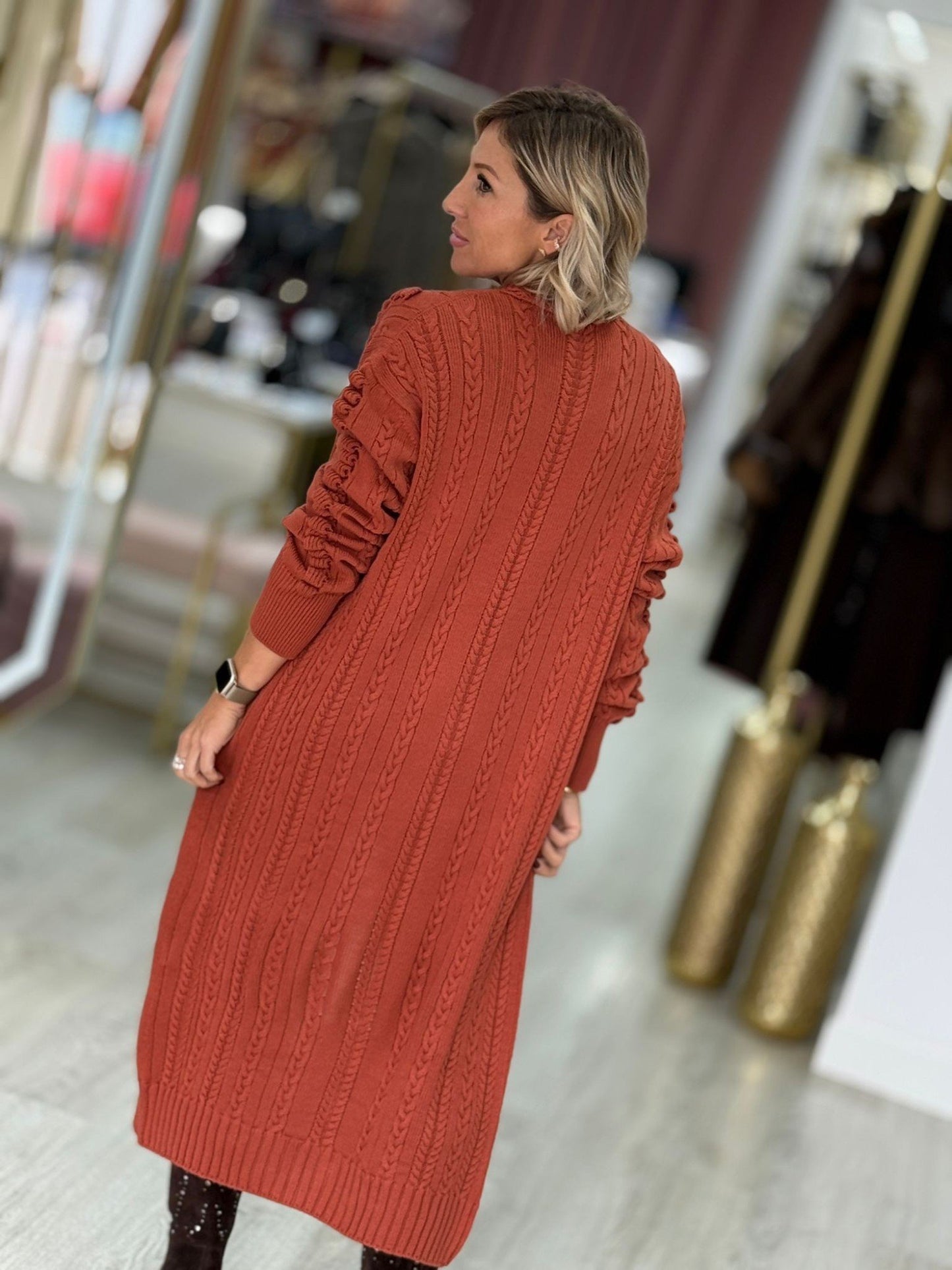 Cardigan Longo em Tricot