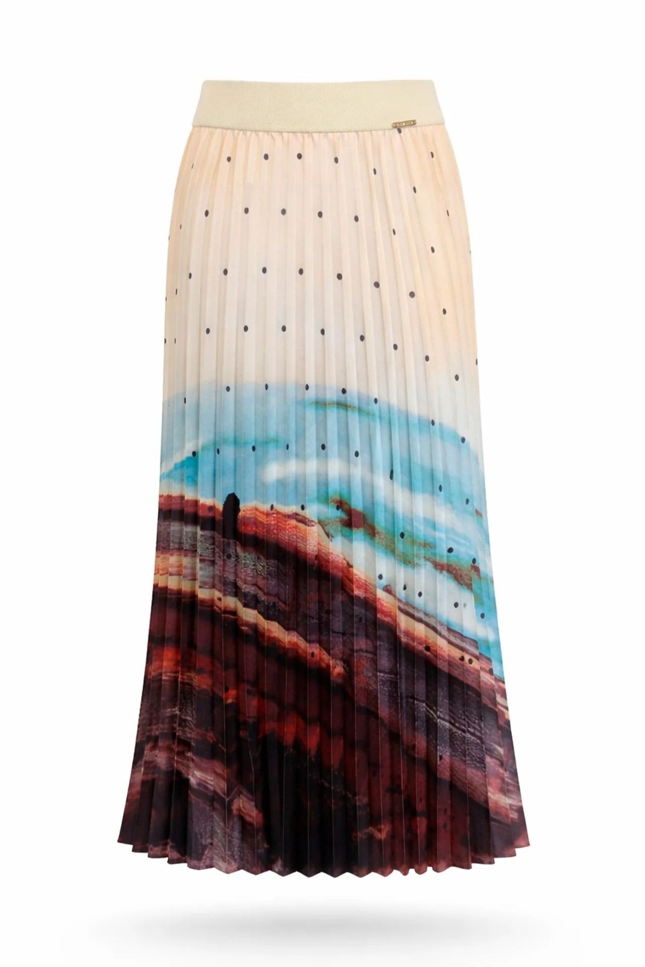 Saia Comprida Plissada com Padrão