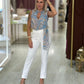 Top estampado com laçada