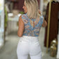 Top estampado com laçada